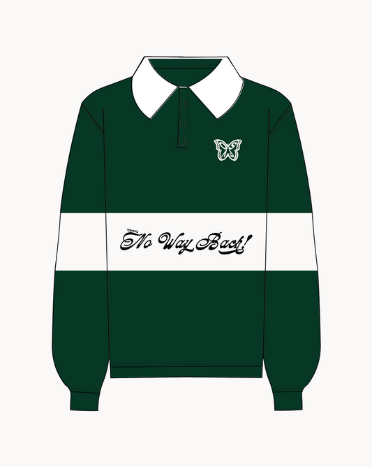 'No Way Back!' Panelled Rugby Polo (Evergreen/White) 1 OF 1