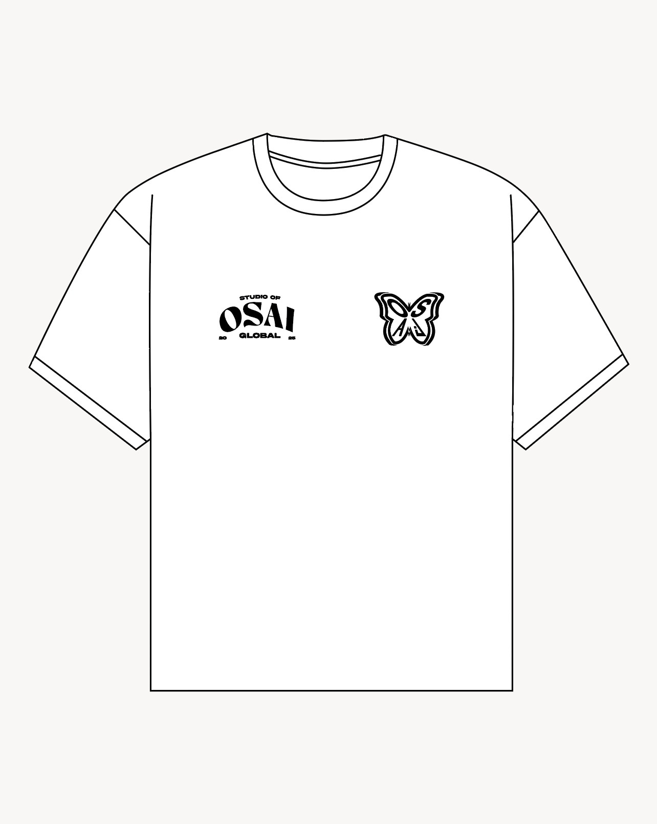 Tri-chroma Oversized Tee (White) - Osai Studios